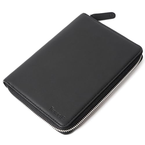 Full Grain Leather Family Passport Holder for 4 Passports - RFID Passport Holder and Travel Document Organizer - Large Leather Travel Wallet for Families - Black - color: Black