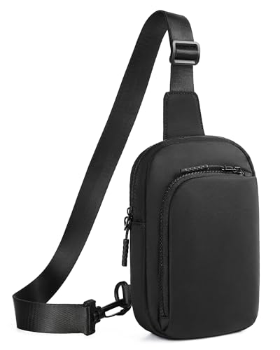 CHOLISS Small Crossbody Bags for Women and Men, Sling Bag for Women and Men Trendy, Fanny Packs Chest Bag with Extended Strap - color: Black