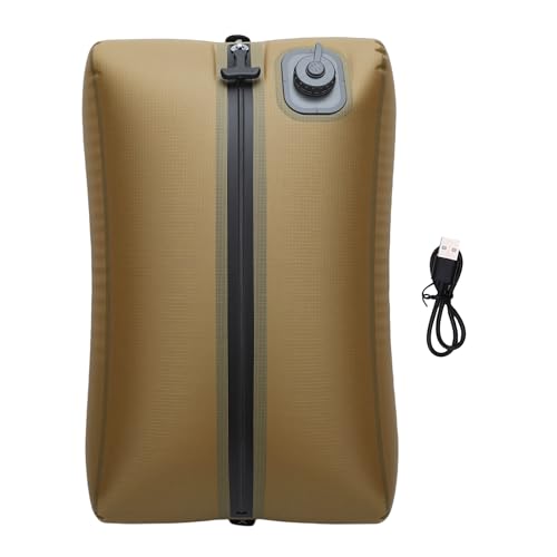 ITEFDTUTNE Travel Vacuum Bags with Built in Pump, 20L Rechargeable Folding Vacuum Storage Space Saver Bags Compression Packing for Clothes Comforters Luggage Travel (Khaki) - color: Khaki