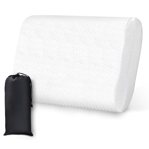 Vekkia Travel Pillow, Camping Pillow with Washable Cover,Portable Memory Foam Pillow, Ergonomic Supportive Pillow with Carry Bag,Ideal for Travel, Backpacking, Hiking, Airplane and Car-M - color: White, size: Medium