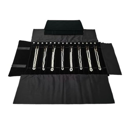 Portable Jewelry Roll Untangled Secure Necklace Travel Storage Bag Displays Holder 16 Chain (Black Diamond) - color: Black Diamond