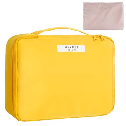Queboom Travel Makeup Bag Cosmetic Bag Makeup Bag Toiletry bag for women and men (Yellow) - color: Yellow
