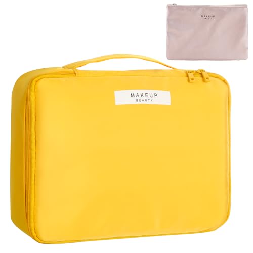 Queboom Travel Makeup Bag Cosmetic Bag Makeup Bag Toiletry bag for women and men (Yellow) - color: Yellow