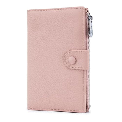 Genuine Leather RFID Blocking Passport Holder Wallet, Multi-Functional Travel Document Organizer with SIM Card Slots (Pink) - color: Pink