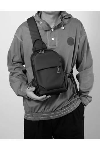 Waterproof Polyester Slim Unisex Crossbody Sling Bag Chest Backpack Men's Shoulder Bag, Leisure Travel Handbag, Hard Shell Anti-Theft Chest Bag, Chest Bag - Black, 30.5 cm, Retro - color: Chest Bag - Black