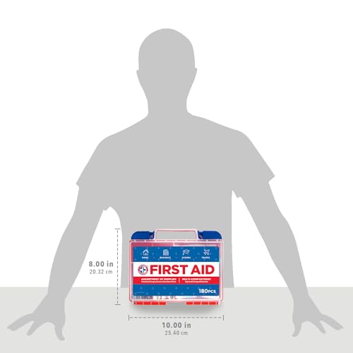 Be Smart Get Prepared 180 Piece First Aid Kit: Clean, Treat, Protect Minor Cuts, Scrapes. Home, Office, Car, School, Business, Travel, Emergency, Survival, Hunting, Outdoor, Camping & Sports, FSA HSA - size: 180 Piece Set