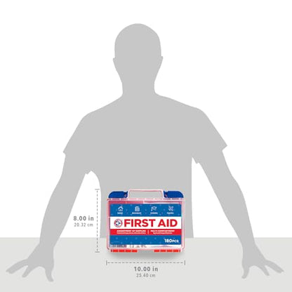 Be Smart Get Prepared 180 Piece First Aid Kit: Clean, Treat, Protect Minor Cuts, Scrapes. Home, Office, Car, School, Business, Travel, Emergency, Survival, Hunting, Outdoor, Camping & Sports, FSA HSA - size: 180 Piece Set