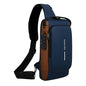Unisex Anti-Theft Sling Bag with USB Port, Water-Resistant Crossbody Chest Backpack for Travel & Work - color: Blue & Golden