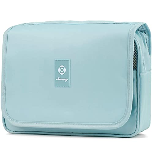 Narwey Small Hanging Travel Toiletry Bag for Women, Travel Bag for Toiletries, Makeup Bag Organizer Make Up Bags Cosmetic Bags for Girls - color: Sky Blue