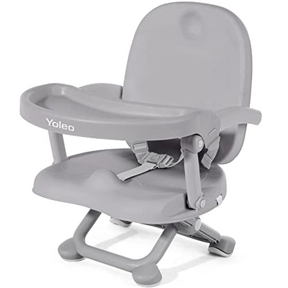 YOLEO Baby High Chair Booster Seat for Dining Table, Foldable High Chairs with Adjustable Heights, Travel Booster Seat with Removable Tray - color: Grey, size: No Cushion