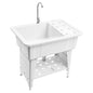 Freestanding Plastic Laundry Sink, Utility Sink Laundry Tub with Faucet, Indoor and Outdoor Utility Sink Hoses and Drain Kit, Slop Sink Wash Station for Garage/Basement/Garden - color: White, 32.3 x 22.4 x 29.9in