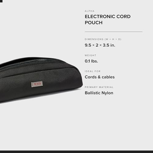 TUMI - Alpha Electronic Cord Pouch - Slim Zip Entry Travel Tech and Cable, Charger and Small Accessory Organizer - Black