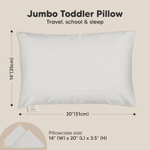 KeaBabies Organic Toddler Pillow with Pillowcase, Jumbo 14X20 - Soft Cotton Toddler Pillows for Sleeping - Machine Washable - Perfect for Travel, Toddler Bed Set (French Gray) - color: French Gray