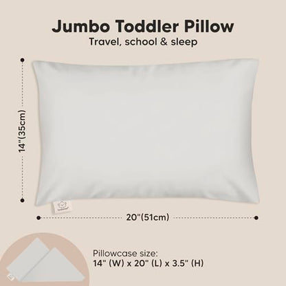 KeaBabies Organic Toddler Pillow with Pillowcase, Jumbo 14X20 - Soft Cotton Toddler Pillows for Sleeping - Machine Washable - Perfect for Travel, Toddler Bed Set (French Gray) - color: French Gray