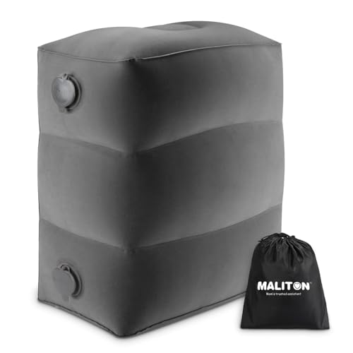 Maliton Inflatable Travel Foot Rest Pillow, Airplane Bed for Kids, Car Foot Leg Rest Pillow, Adjustable Height for Airplane, Car, Train, Home, Small Size (Dark Grey, 1 Pack) - color: Dark Grey, size: 1 Pack-S