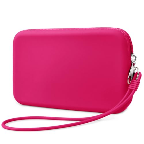 Silicone Small Makeup Bag Pouch for Purse, Travel Toiletry Bag Cute Portable Cosmetic Bag Waterproof Makeup Storage Bag Mini Zipper Makeup Organizer (Small Rose) - color: Small Rose