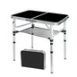 Portable Camping Table, Adjustable Height Aluminum Folding Table, Lightweight & Compact, Outdoor Picnic Table for Camping, Hiking, Beach, BBQ, Travel - color: Black