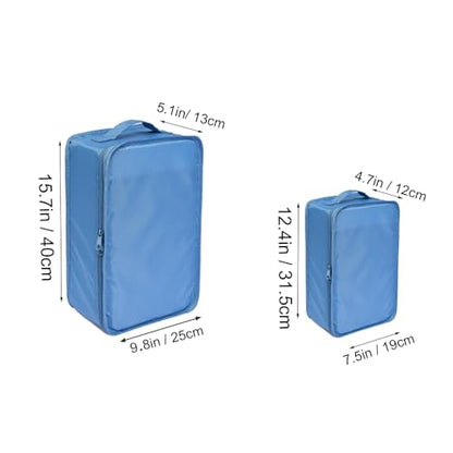 Travel Shoe Bags, Foldable Waterproof Shoe Pouches Organizer-Double Layer (2+2 Seablue Shoebags) - color: Sea Blue, size: 2+2 Packs