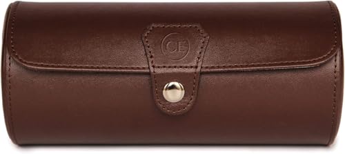 CASE ELEGANCE Travel Watch Case Roll Organizer for Men - 3 Watch Box & Vegan Faux Leather Watch Display Case - Mens Watch Holder, Storage & Travel Organizer - Brown - color: Brown