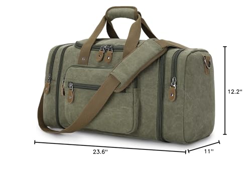 Gonex Canvas Duffle Bag for Travel 60L Duffel Overnight Weekender Bag (Army Green) - color: Army Green, size: X-Large-60L (Without Shoe Compartment)