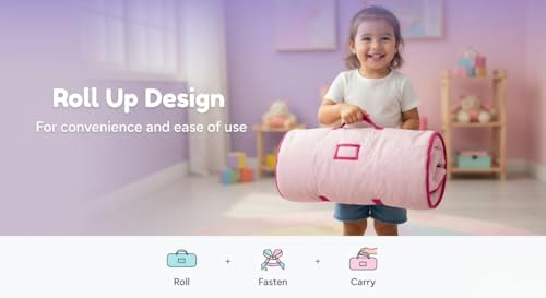 EVERYDAY KIDS Toddler Nap Mat with Removable Pillow -Princess Storyland- Carry Handle with Fastening Straps Closure, Rollup Design, Soft Microfiber for Preschool, Daycare, Sleeping Bag -Ages 2-6 years - color: Princess Storyland
