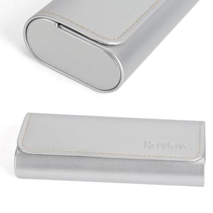 RayLove Hard Shell Glasses Case, Lightweight Leather Eyeglass Case, Travel-Friendly Sunglasses Protector for Men & Women - color: Silver
