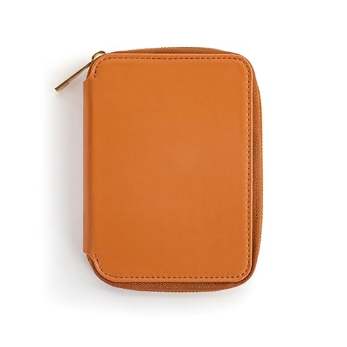 DEMDACO Passport Wallet With RFID Protection and Built In Tracker Holder 4 x 6 Inch Vegan Leather Saddle Brown - color: Saddle Brown