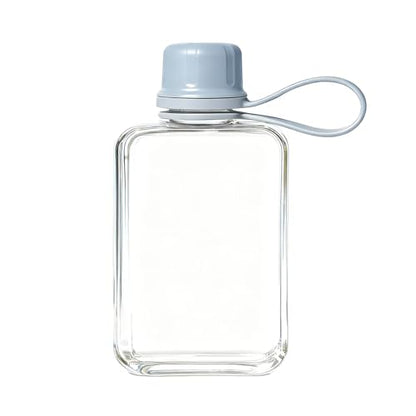 8.2 oz/240 ml Flat Travel Water Bottle, BPA Free Tritan Reusable Plastic Water Bottles Square Plastic Flask Pocket for Camping, Fitness, Outdoor Sports, Fits Purse and Pocket（Blue） - color: Blue