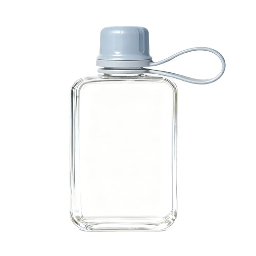 8.2 oz/240 ml Flat Travel Water Bottle, BPA Free Tritan Reusable Plastic Water Bottles Square Plastic Flask Pocket for Camping, Fitness, Outdoor Sports, Fits Purse and Pocket（Blue） - color: Blue