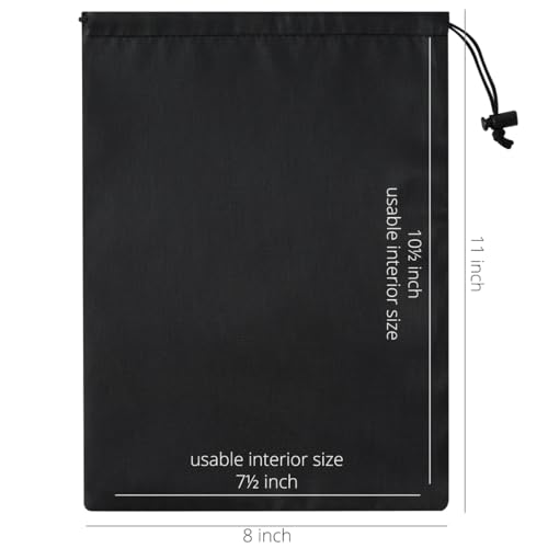 Drawstring Bag with Toggle - Nylon Cinch and Ditty Pouch - Six Pack (Black, 8 x 11 Inch, Set of 6) - color: Black, size: 8 x 11 Inch