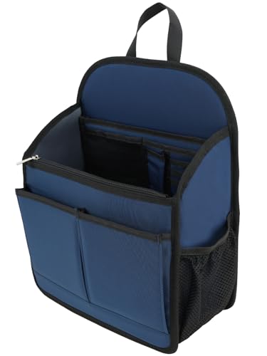 Large Premium Wider Rugged Backpack Organizer Insert for Men Women Work Travel -19 Pockets, Padded Nylon-Navy - color: Navy, size: Large