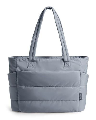 BAGSMART Tote Bag for Women, Lightweight Puffy Tote Bag with Compartments Shoulder Bag Handbag for Travel, Work, Gym | Lightweight - color: Dark Grey, size: Standard