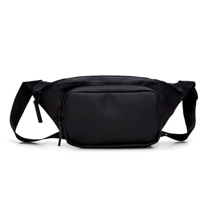 RAINS Bum Bag - Black Waterproof Unisex Sling Bag for Men and Women - Adjustable Strap, Coated Zip Closure - Crossbody Belt Bag for Travel and Everyday Use - 2 Year Warranty - size: Standard