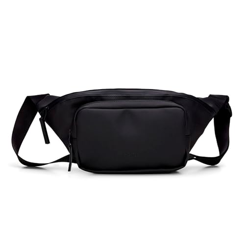 RAINS Bum Bag - Black Waterproof Unisex Sling Bag for Men and Women - Adjustable Strap, Coated Zip Closure - Crossbody Belt Bag for Travel and Everyday Use - 2 Year Warranty - size: Standard