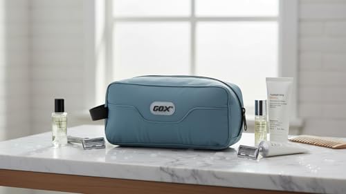 GOX Small Travel Toiletry Bag, Dopp Kit Case For Men, Multifunction Cosmetics Organizer Pouch (Haze Blue) - color: Haze Blue