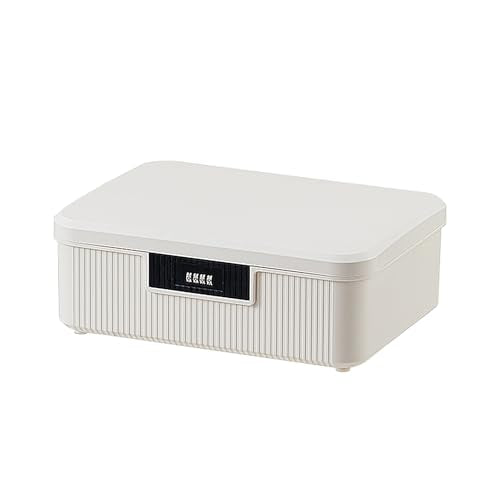 RUIAN Lockable Storage Container Bin, 4.2 Gallon Security Portable Combination Lock Plastic Box, Locked Security Box Suitable for Storing Important Items and Documents (Milk White) - color: Milk White, size: 4.2gallon (1 Box)