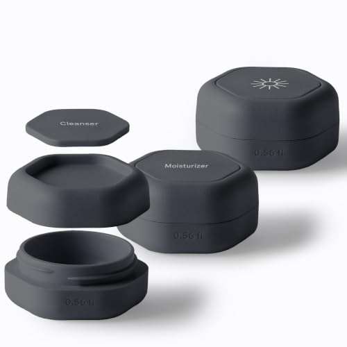 Cadence Capsules - Basic Skincare Set, Charcoal - Three Small Containers with Magnetic Lids - 100% Leak Proof & TSA Approved for Travel and Carry On, Minimalist & Stackable (0.56 oz Each) - color: Charcoal, size: Basic Set