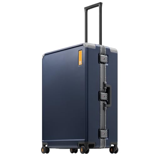 LEVEL8 Zipperless Large Suitcase with Wheels Checked Luggage 28 Inch, Aluminum Frame Suitcase Hard Shell Luggage with Tsa Locks, Blue - color: Blue, size: Checked 28 Inch
