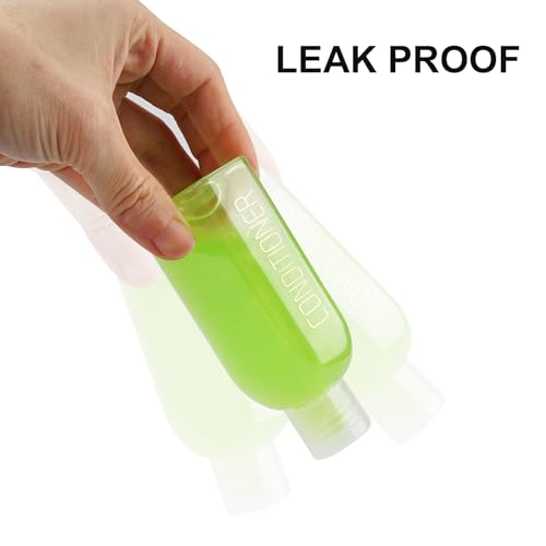 Cosywell Travel Bottles for Toiletries 8PCS 3.4oz TSA Approved Containers - Leak Proof Empty Lotion Bottles With Flip Cap for Shampoo and Toiletries - color: I-3.4oz-2Color-6label2blank