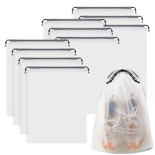 Clear Shoe Bags - 10 PCS, 15.7" x 11.8", Drawstring Travel Shoe Bags for Packing, Waterproof Dustproof Portable Shoe Storage for Men and Women - color: Clear, style: 10 Pack
