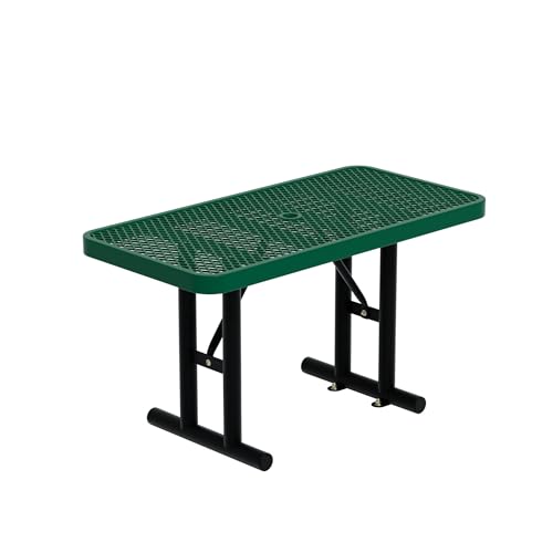 4FT Picnic Tables for Outdoors, Green Rectangular Heavy Duty Commercial Picnic Table with Umbrella Hole,Weather-Resistant Camping Table Dining Table for Backyard, Patio, Garden, Shops, Parks - color: Green, size: 4FT