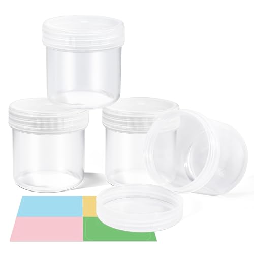 4 Pack 10oz Wide Mouth Travel Containers, PP Clear Leak Proof Travel Plastic Jars with Lids for Creams Lotion Cosmetic, Jewelry Beads, Sample, Small Items Storage - color: Clear, size: 10 oz