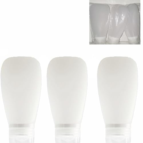 Travel Bottles for Toiletries, TSA Approved 3oz Leak Proof Silicone Soft Refillable Squeeze Travel Size Containers BPA Free for Cleansers, Lotions, Shampoo, Conditioner 3pk (Clear) - color: Clear- Transparent