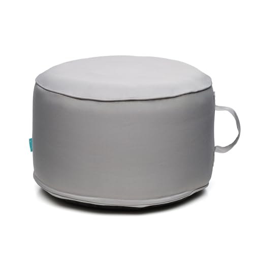 QILLOWAY Inflatable Outdoor Ottoman for Patio, Waterproof Round Pouf, Inflatable Foot Rest, Outdoor Footstool for Poolside, Garden，Camping,Light Grey - color: Light Grey