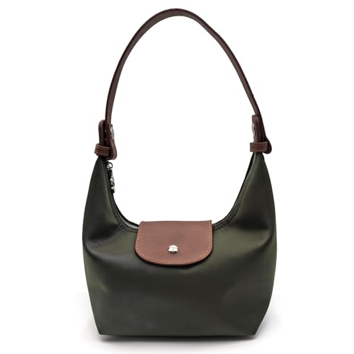 Convertible Women Underarm Bag Shoulder Purses with 2 Straps, Handbag Zipper Closure Minimalist Dumpling Design - color: Dark Green, size: Small