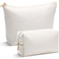 Kigeli 2 Pcs PU Leather Makeup Bag Set for Women Waterproof Aesthetic Cosmetic Bag Large & Small Travel Toiletry Organizer Pouch Skincare Organizer Bridesmaid Mother's Day Birthday Gift(Beige) - color: Beige