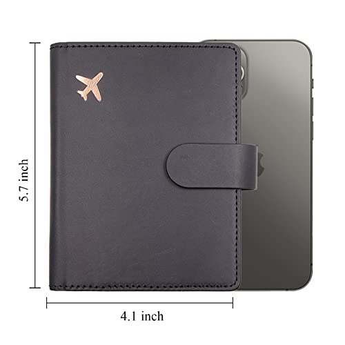 Unisex Faux Leather Passport and Vaccine Card Holder, Black, Slim, Waterproof, Lightweight, RFID Blocking - color: Black, style: Classic