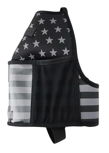 Half-Gallon Fitness Hydration Cover | Neoprene Insulated Cooling & Portable Gym Water Bottle Carrier | CASE with Storage Pockets - color: FLAG USA BLACK/GREY