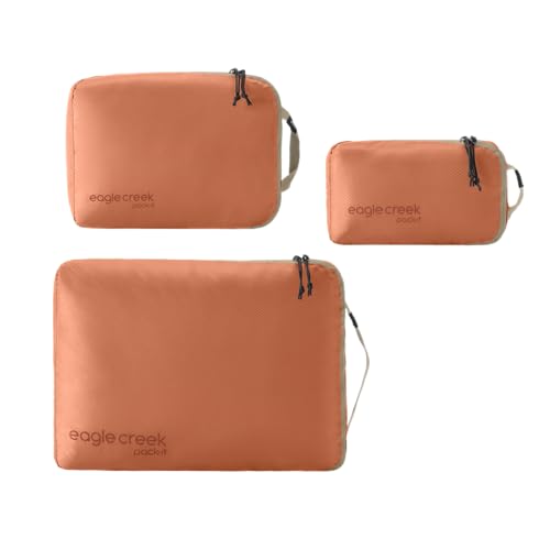 Eagle Creek Pack-It Isolate Cube Set - Packing Cubes for Stackable Storage - Convenient Top Handle - Easy Grab Zipper Pull - Mandarin - XS/S/M - 3 - color: Mandarin
