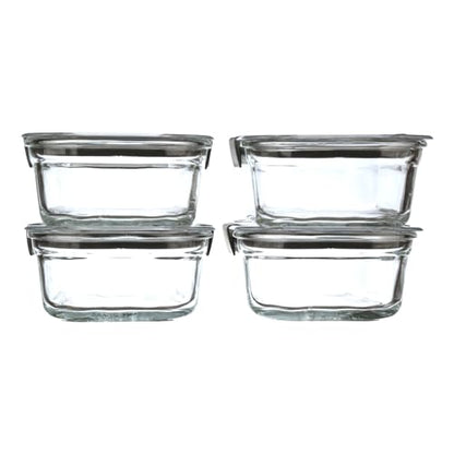 Rubbermaid Brilliance Glass Food Storage Containers, 3.2 Cup, Set of 4, BPA-Free, Leak-Proof, Clear - size: 3.2 Cup (8-Piece)